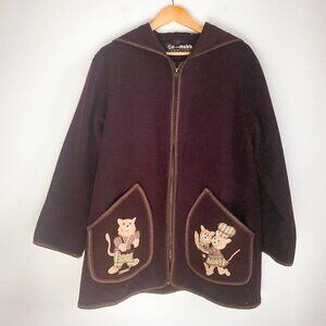 Vintage Co- Habb Brown Wool  PAtchowrk Parka Style Coat M/L